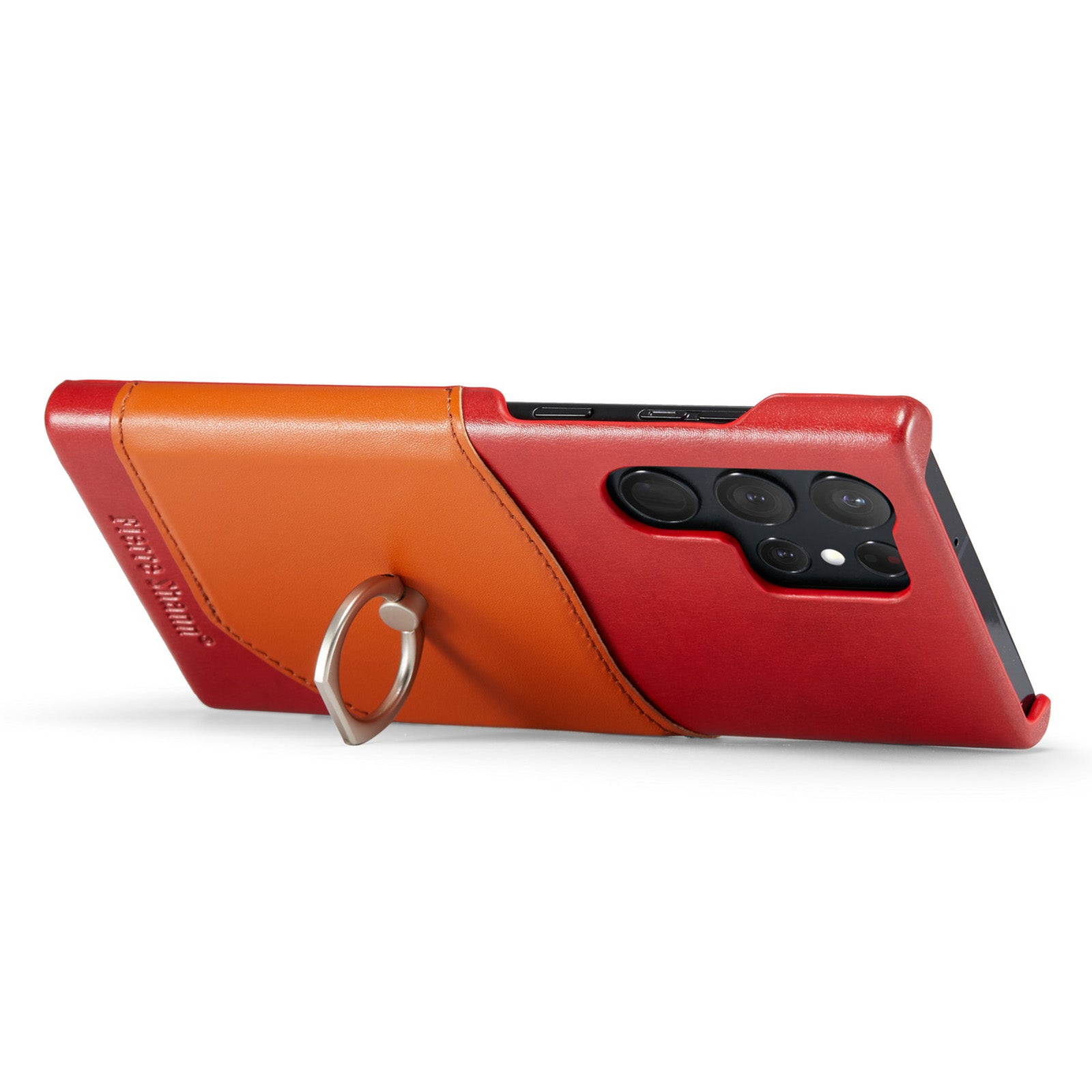FIERRE SHANN For Samsung Galaxy S23 Ultra Kickstand Phone Case Genuine Leather Coated PC Card Slot Cover FIERRE SHANN For Samsung Galaxy S23 Ultra Kickstand Phone Case Genuine Leather Coated PC Card Slot Cover